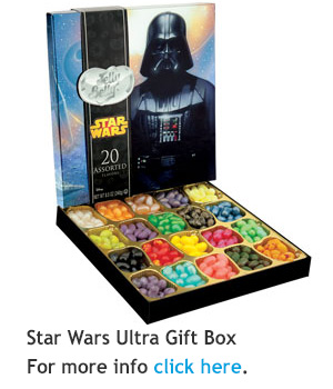 The Force is strong with Jelly Belly. Star Wars Ultra Gift Box come filled with a mix of sparkling Jelly Belly jelly beans for an out-of-this-world galaxy feel. 